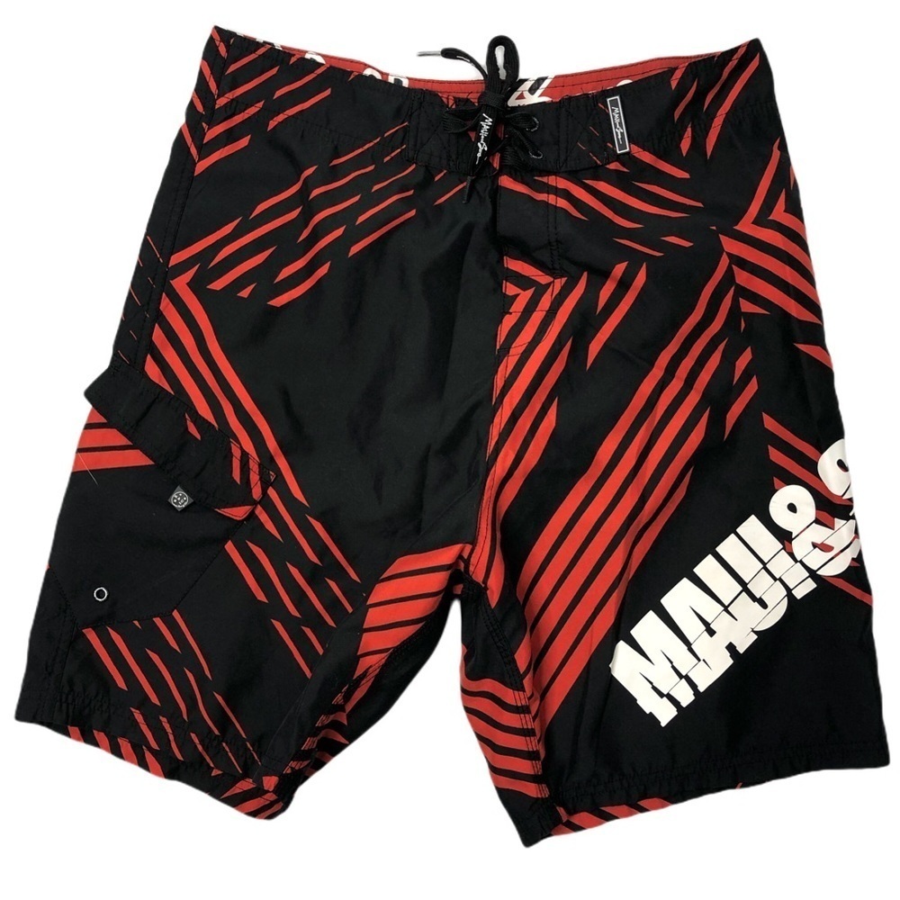 Maui & Sons black & orange swim board shorts, 32